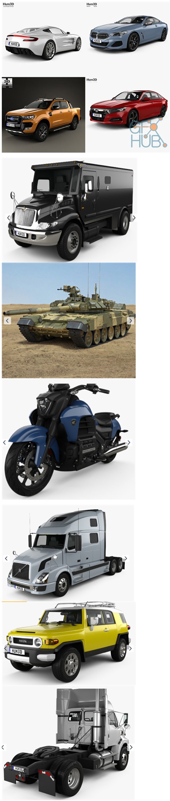 [모델링 소스] Hum3D Vehicles Bundle - 예스파일